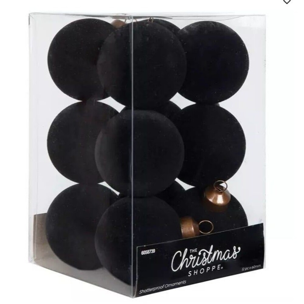 Viral Hobby Lobby Flocked Black Extra Small Ornaments- 60mm 1 Box